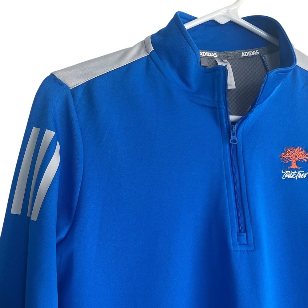 Adidas Kid Quarter Zip Pullover Long Sleeve Blue Oak Tree Logo Athletic M 11-12Y - Picture 9 of 10